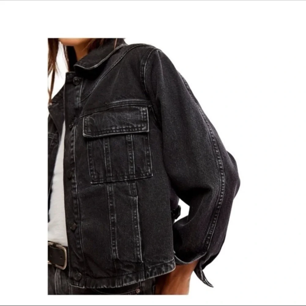 Free People women’s cotton jade classic denim jacket size XL - Picture 4 of 8